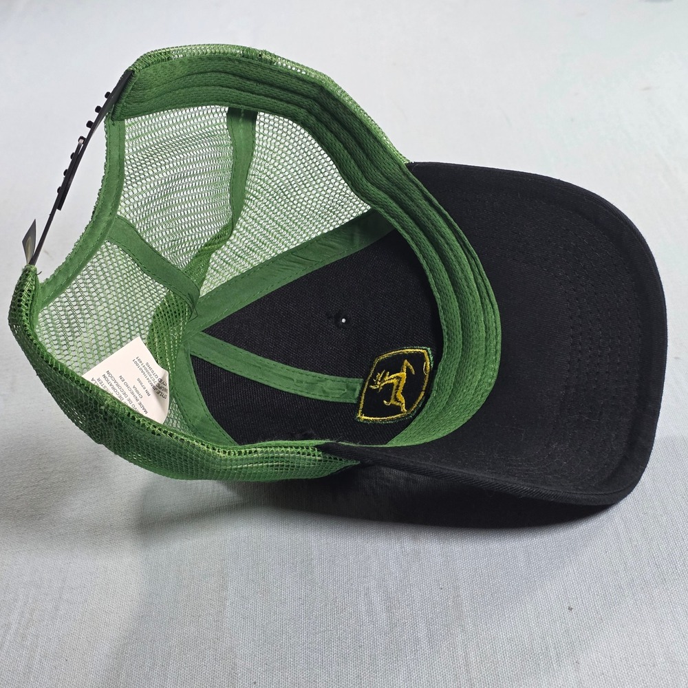 John Deere Trucker Hat Black Green Mesh Snapback Logo Cap JSM241HA01001